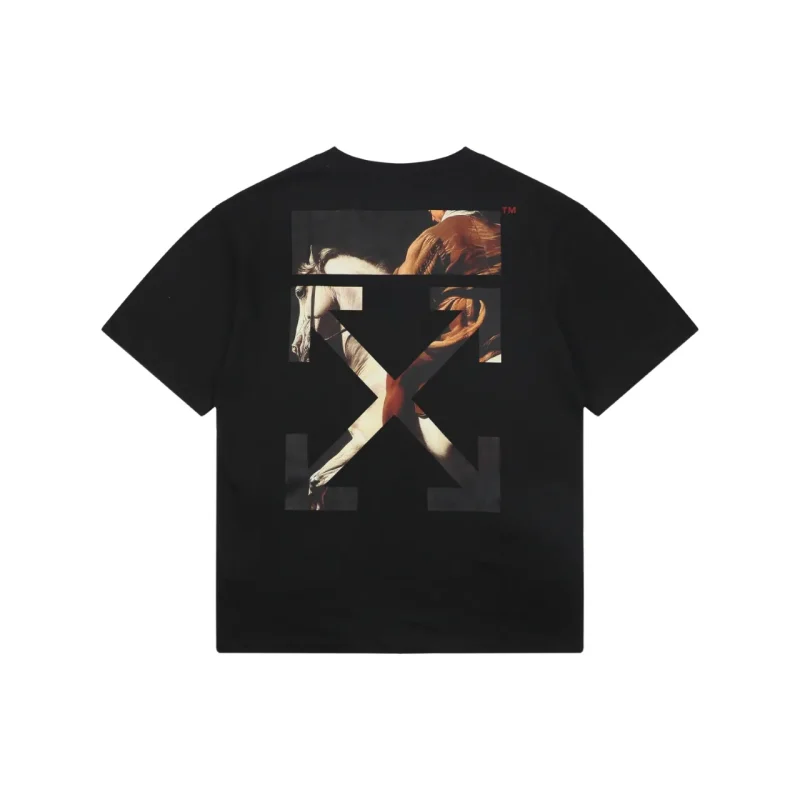 Back of Off-White Horse Arrow Print Short-Sleeve T-Shirt Color Black