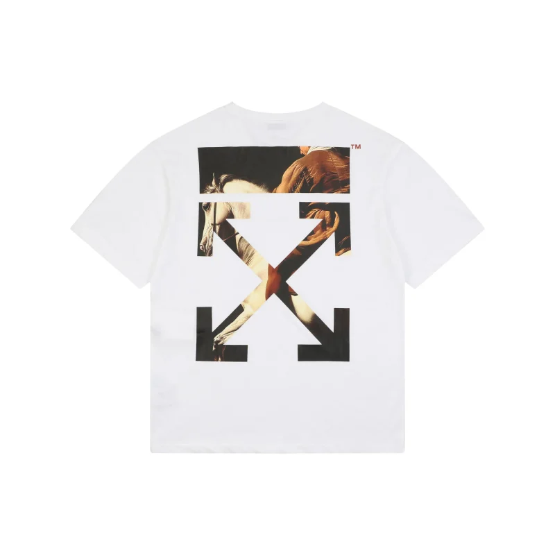 Back of Off-White Horse Arrow Print Short-Sleeve T-Shirt Color White