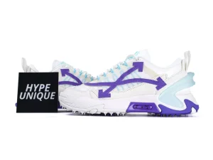 Off-White Odsy 2000 Sneakers White Purple lateral side with Hypeunique card