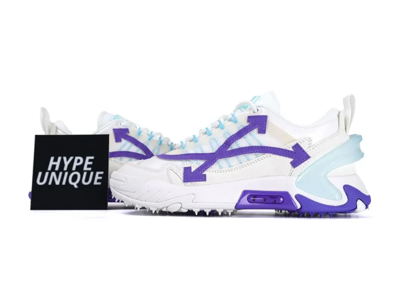 Off-White Odsy 2000 Sneakers White Purple lateral side with Hypeunique card