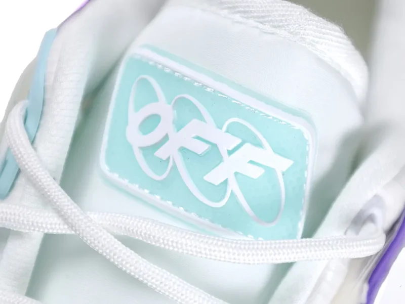 Off-White Odsy 2000 Sneakers White Purple Logo Patch Detai