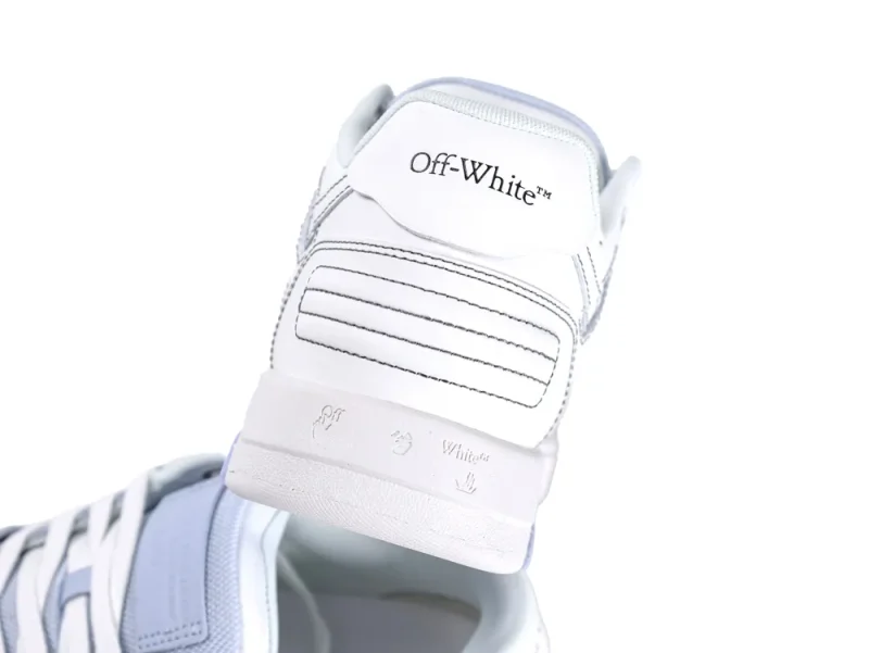 Off-White Out Of Office OOO Low-Top Sneakers White Blue Rear Heel View