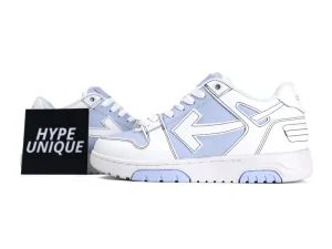 Off-White Out Of Office OOO Low-Top Sneakers White Blue Side Profile View