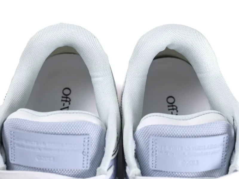 Off-White Out Of Office OOO Low-Top Sneakers White Blue Mesh Collar Interior View
