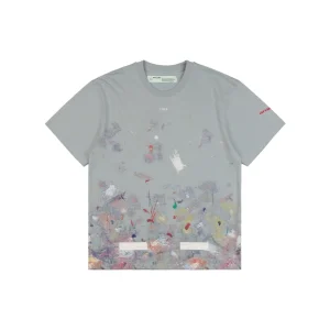 Off-White Starry Sky Fireworks Splatter Arrow Print T-Shirt Color Gray