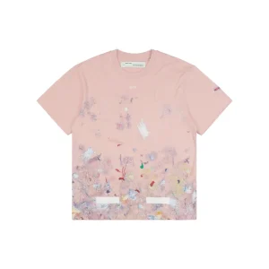 Off-White Starry Sky Fireworks Splatter Embossed Arrow T-Shirt Color Pink