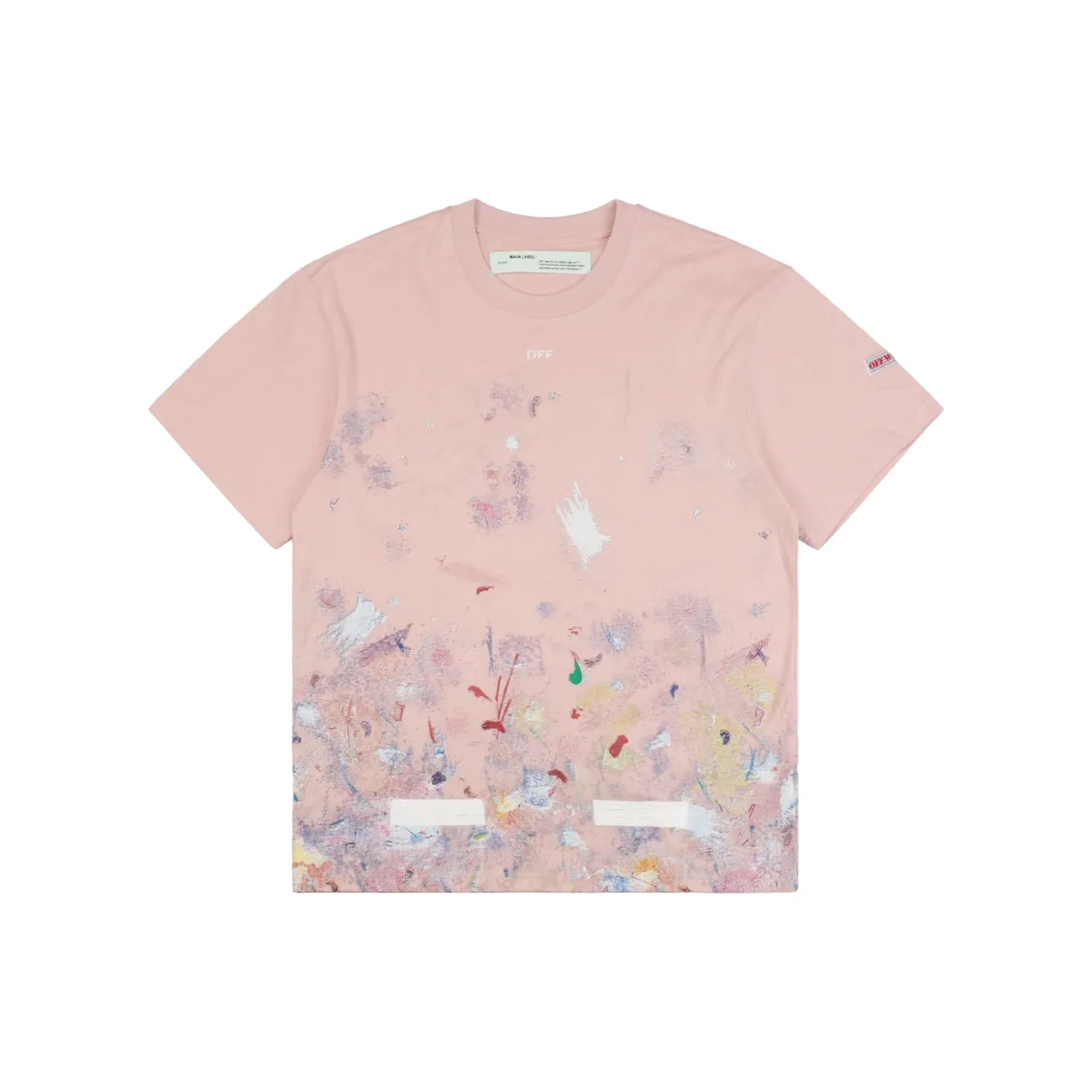 Off-White Starry Sky Fireworks Splatter Embossed Arrow T-Shirt Color Pink