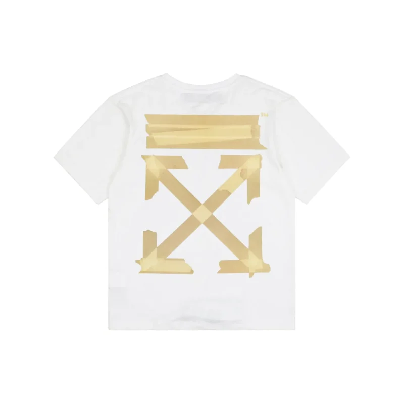 Back of Off-White Yellow Glue Arrow Print T-Shirt Color White