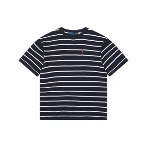 RL Pony Logo Striped Jacquard T-Shirt Color Dark Bllue