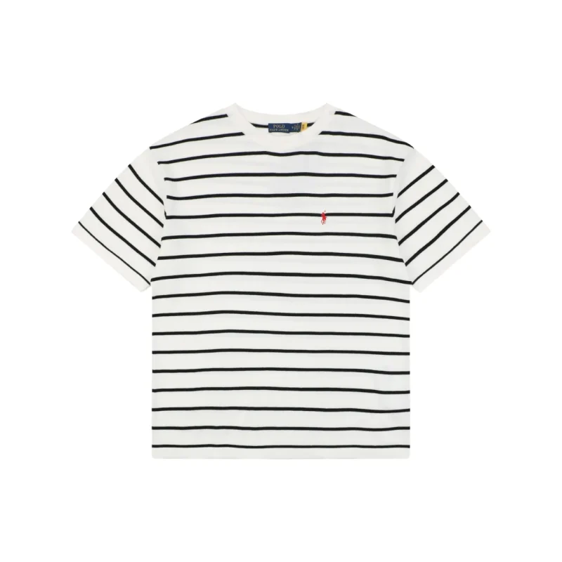 RL Pony Logo Striped Jacquard T-Shirt Color White