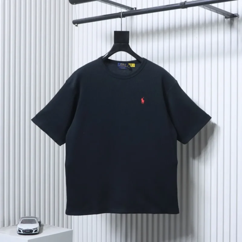 RL Waffle Knit Embroidered Logo T-Shirt Color Black