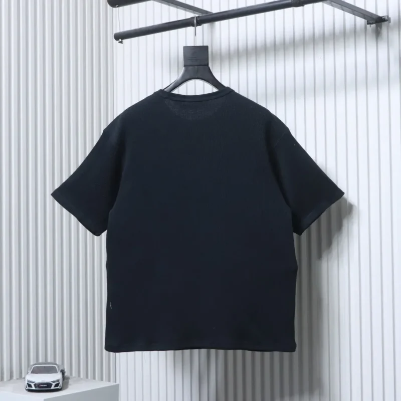 Back of RL Waffle Knit Embroidered Logo T-Shirt Color Black