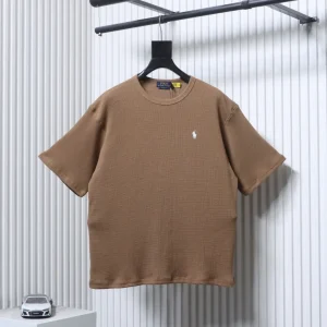 RL Waffle Knit Embroidered Logo T-Shirt Color Brown