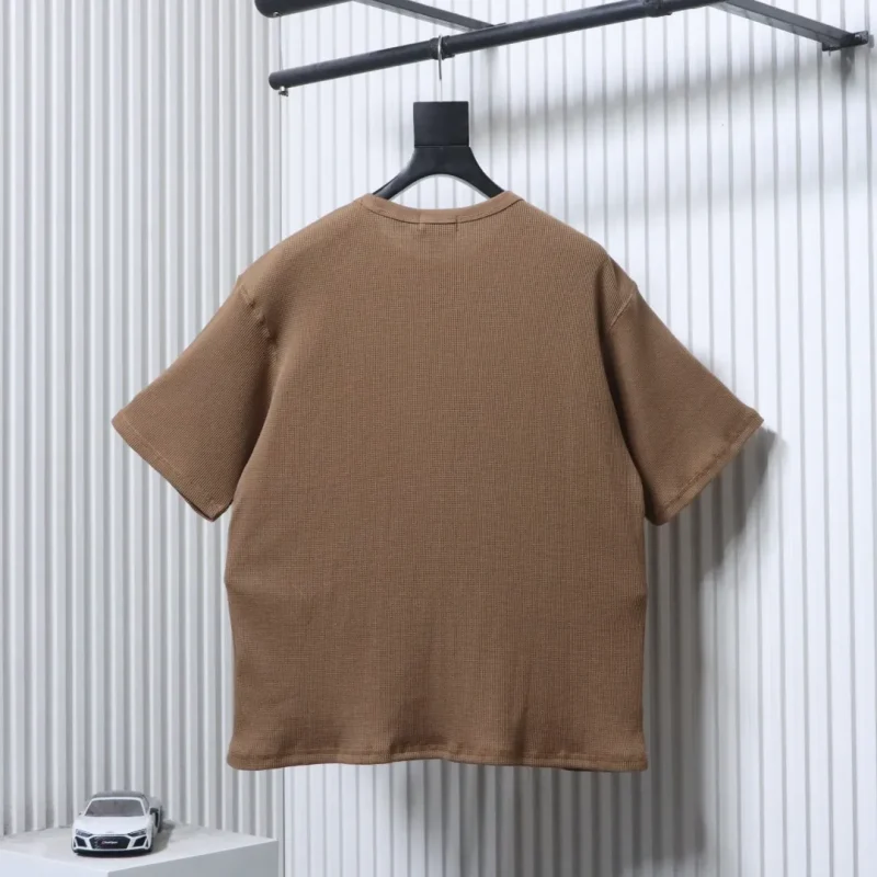 Back of RL Waffle Knit Embroidered Logo T-Shirt Color Brown
