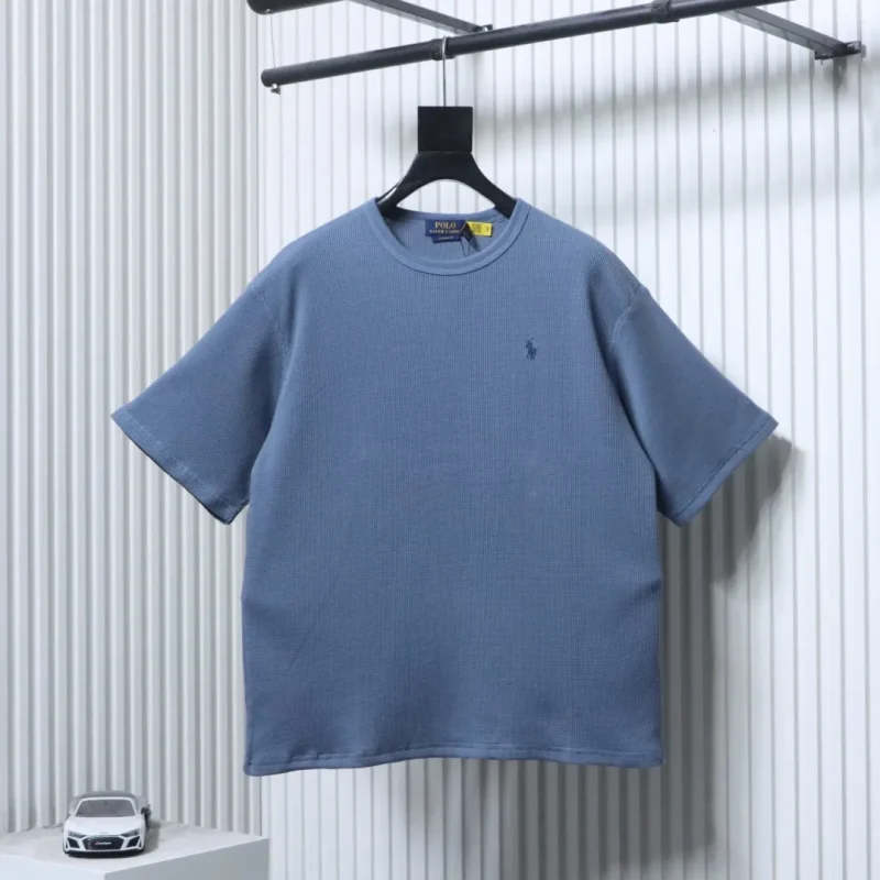 RL Waffle Knit Embroidered Logo T-Shirt Color Dark Blue
