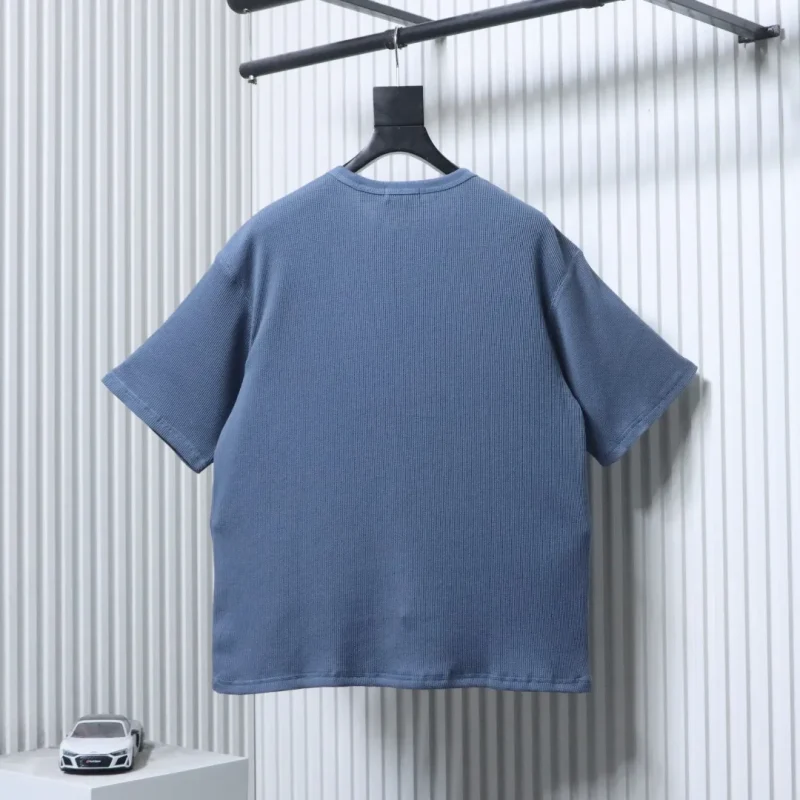 Back of RL Waffle Knit Embroidered Logo T-Shirt Color Dark Blue