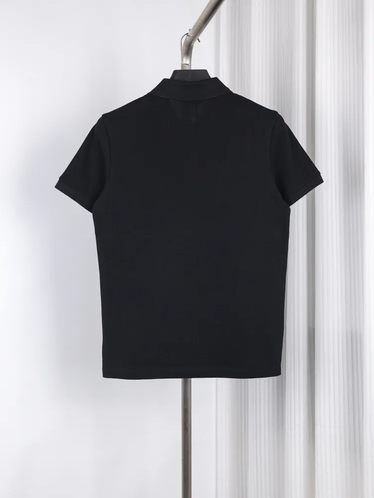 Back of Ribbon Button Polo T-Shirt Color Black