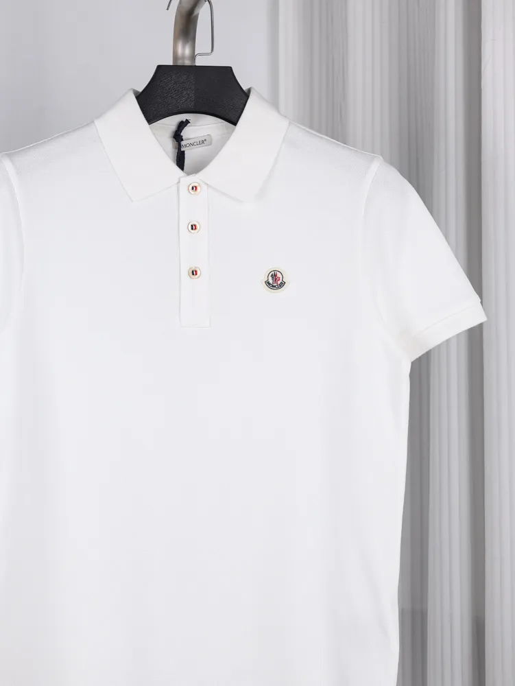 Ribbon Button Polo T-Shirt Color White Details
