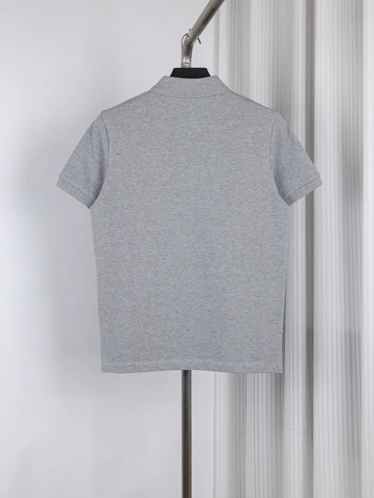 Back of Ribbon Button Polo T-Shirt Color Gray