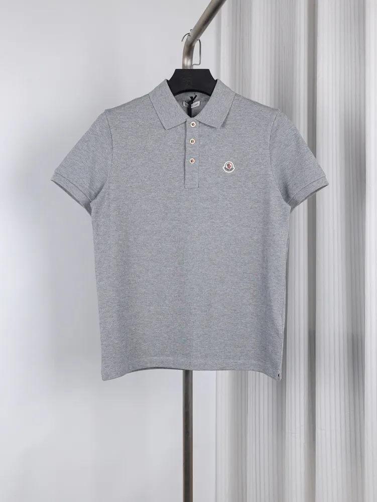 Ribbon Button Polo T-Shirt Color Gray