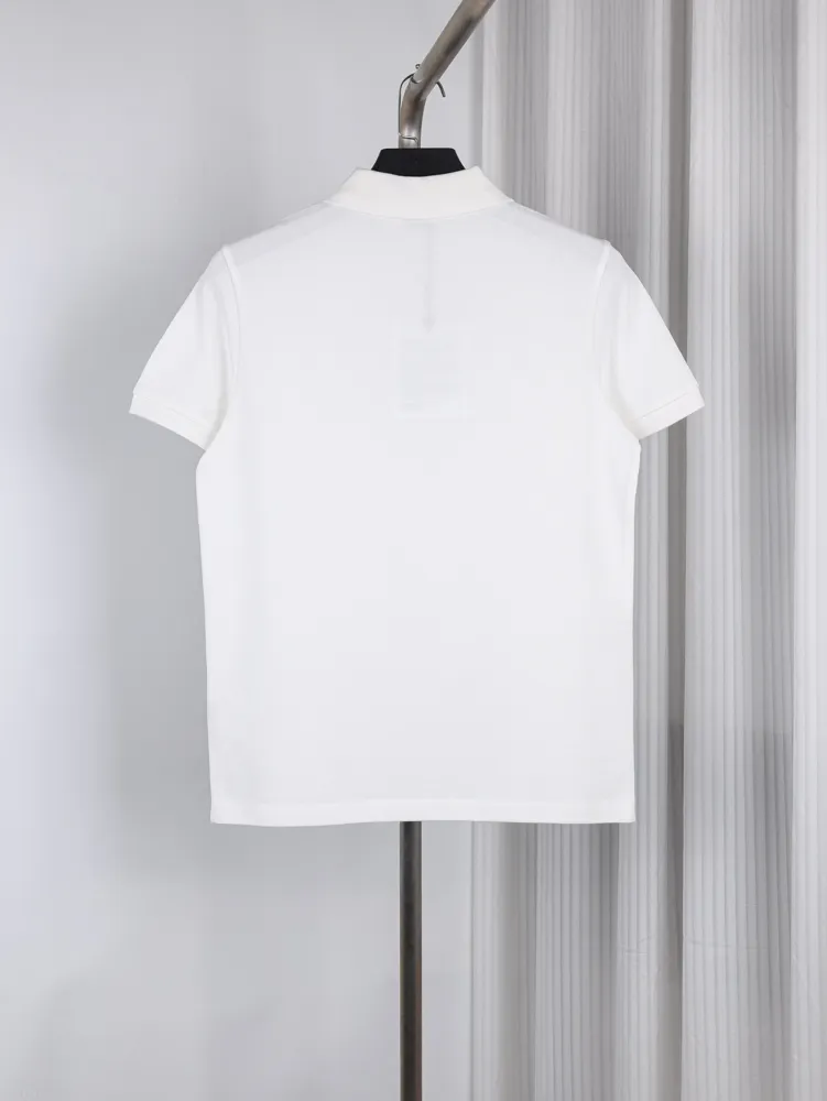 Back of Ribbon Button Polo T-Shirt Color White
