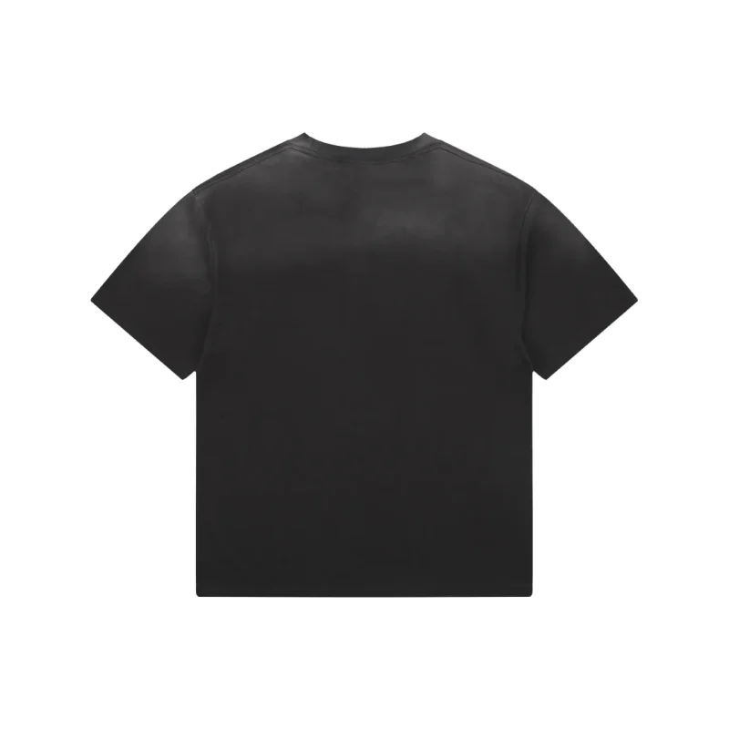 Back of Saint Michael Glowing Thorns Madonna Print T-Shirt Color Black