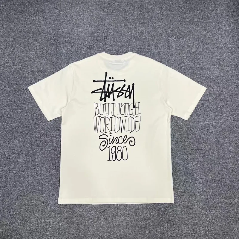 Back of Stussy Built Tough Worldwide Logo T-Shirt