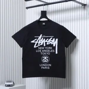 Stussy City Logo Print Short Sleeve T-Shirt Color Black