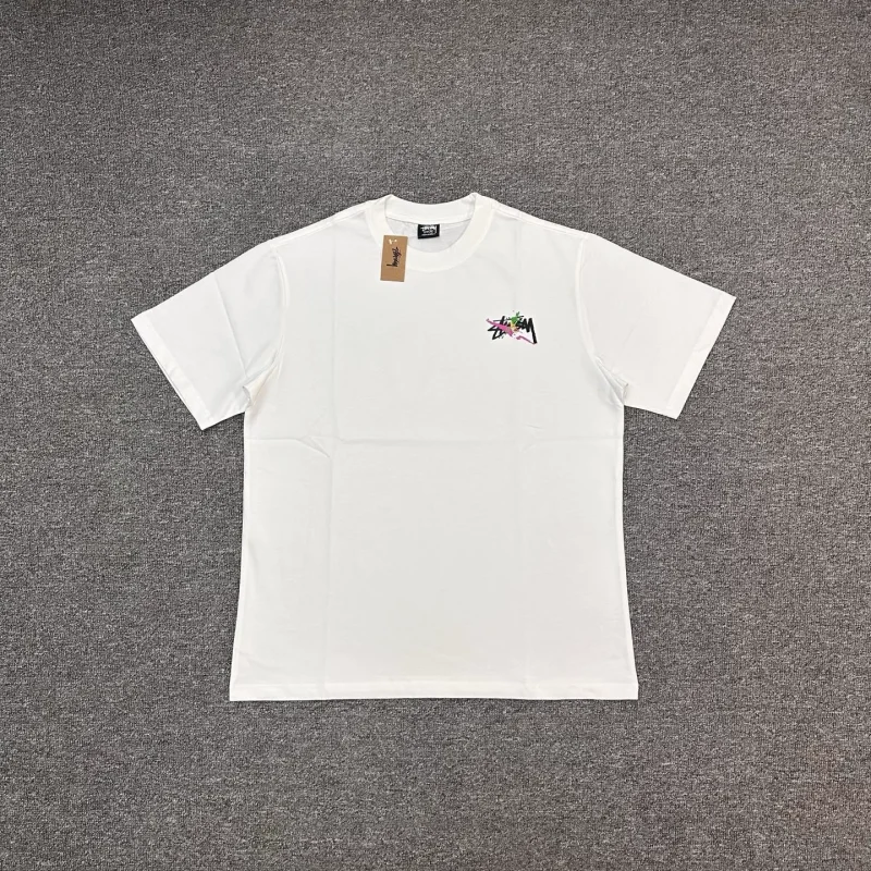 Stussy Colorful Graffiti Logo T-Shirt Color White