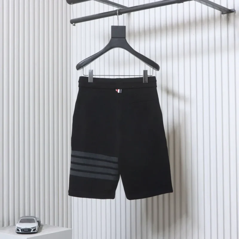 Back of TB Classic Four-Bar Yarn Shorts Color Black