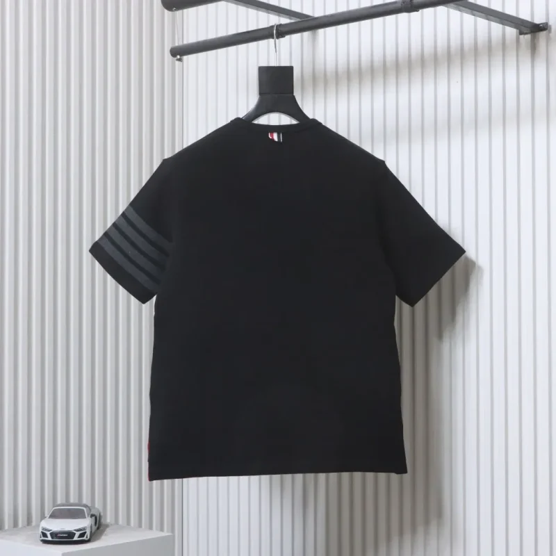 Back of TB Classic Four-Stripe Crew Neck T-Shirt Color Black