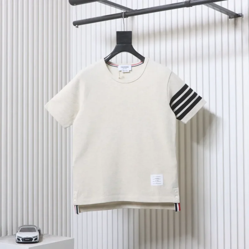 TB Classic Four-Stripe Crew Neck T-Shirt Color White