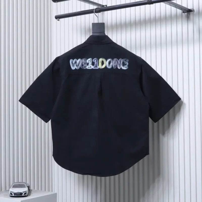 Back of Well Done 2024 Summer Colorful Letter Print T-Shirt Color Black