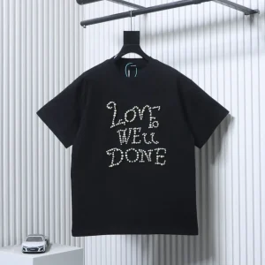 Well Done Ivory Pearl Rhinestone Letter T-Shirt Color Back