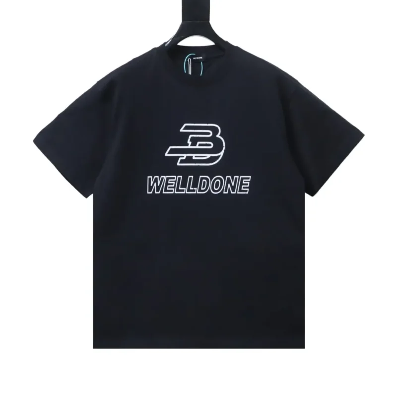 Well Done Online Data Style Damaged Letter Print T-Shirt Color Black