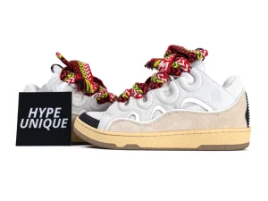 Lanvin Curb Sneakers White Black Gum Side Profile Display