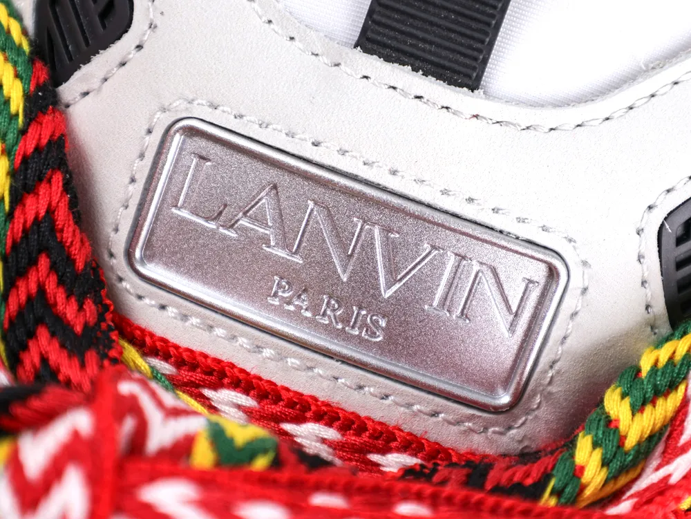 Lanvin Curb Sneakers White Black Gum Metallic Tongue Badge Detail