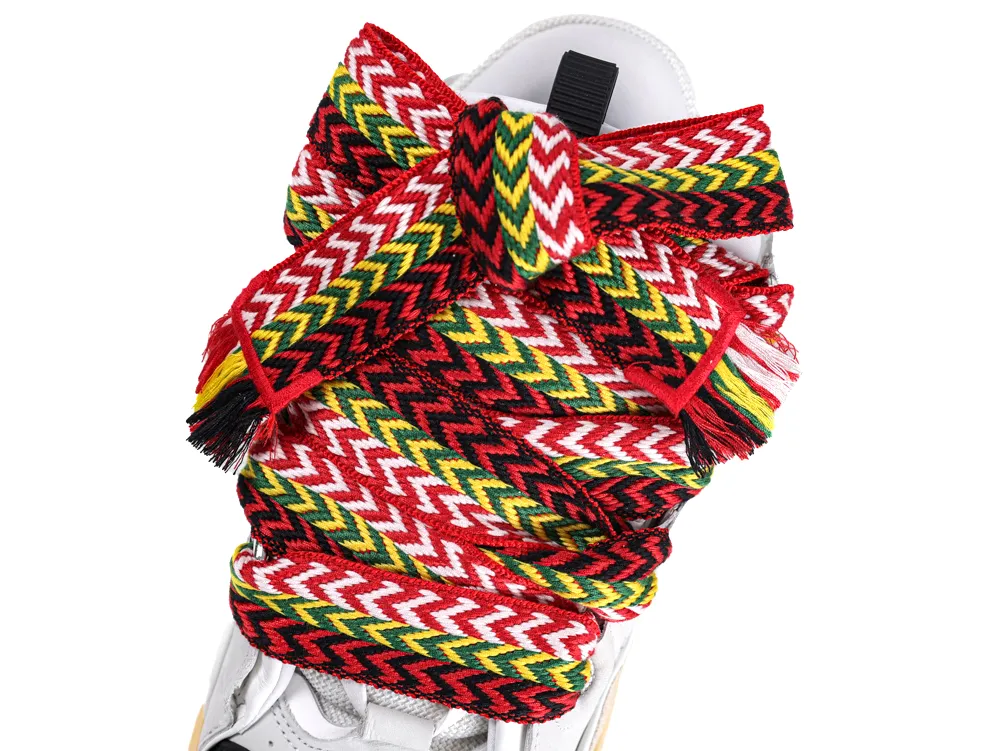 Lanvin Curb Sneakers White Black Gum Multicolor Oversized Lace Detail
