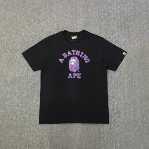 BAPE Purple Camo Ape Head Graphic T-Shirt Color Black