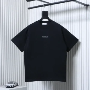 Blurred Compass Print Cotton T-Shirt Color Black