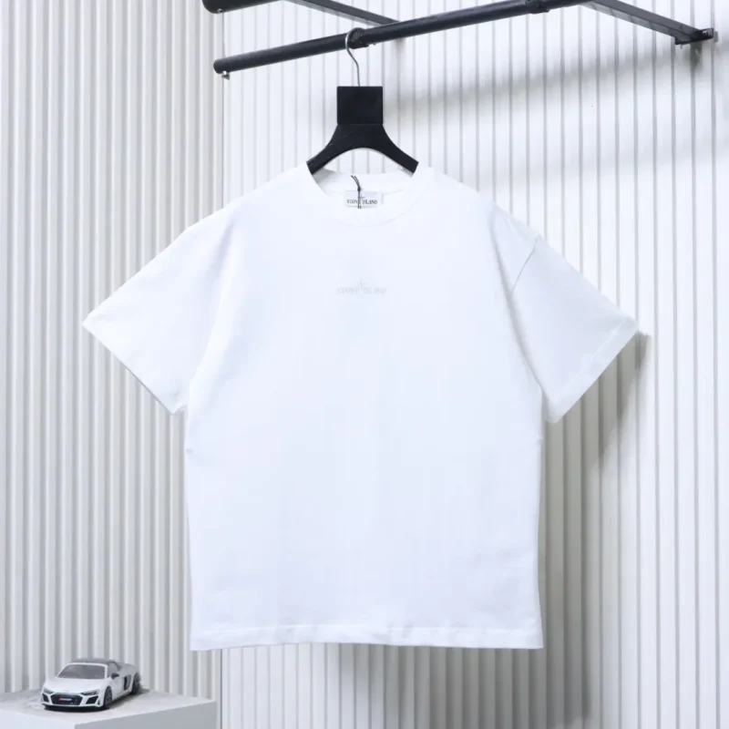 Blurred Compass Print Cotton T-Shirt Color White