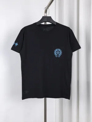 CH Blue Pocket Cross Print Cotton T-Shirt