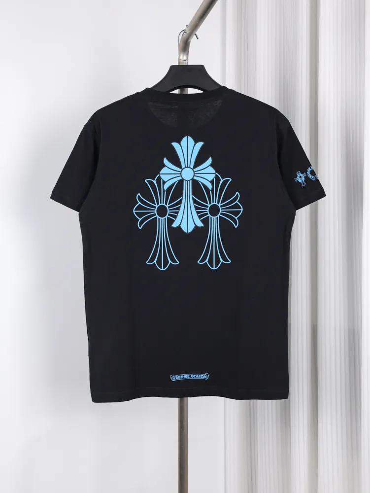 Back CH Blue Pocket Cross Print Cotton T-Shirt