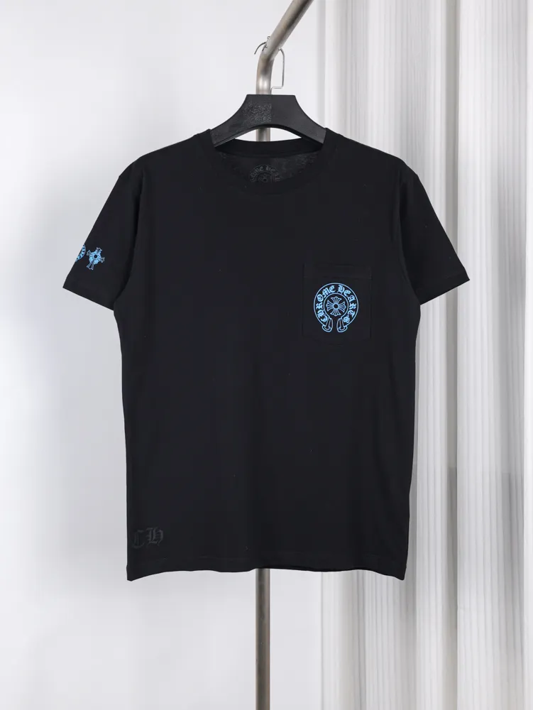 CH Blue Pocket Cross Print Cotton T-Shirt