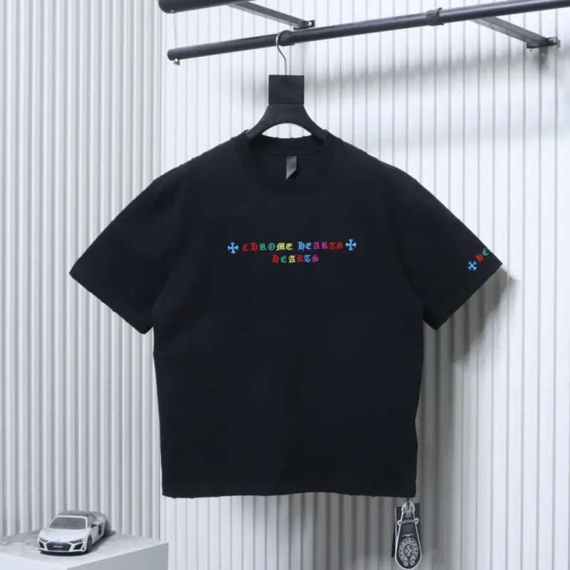 CH Colorful Horseshoe Logo Print Cotton T-Shirt
