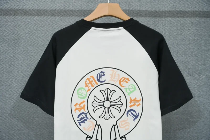 Half View Back of CH Multicolor Horseshoe Cross Raglan T-Shirt