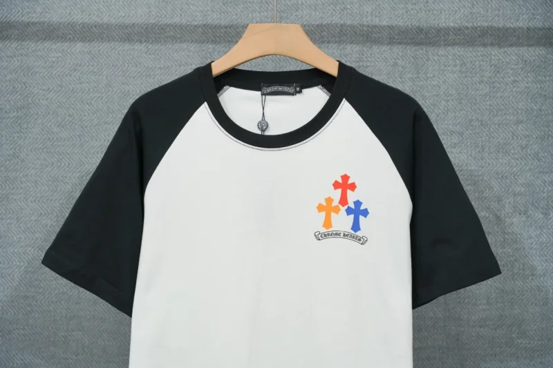 Half View of CH Multicolor Horseshoe Cross Raglan T-Shirt