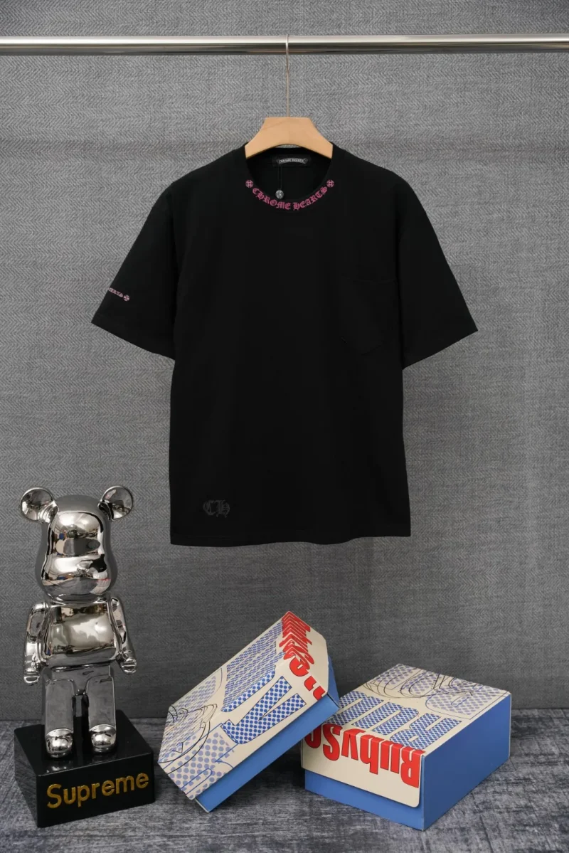 CH Pink Gothic Logo Collar Pocket T-Shirt