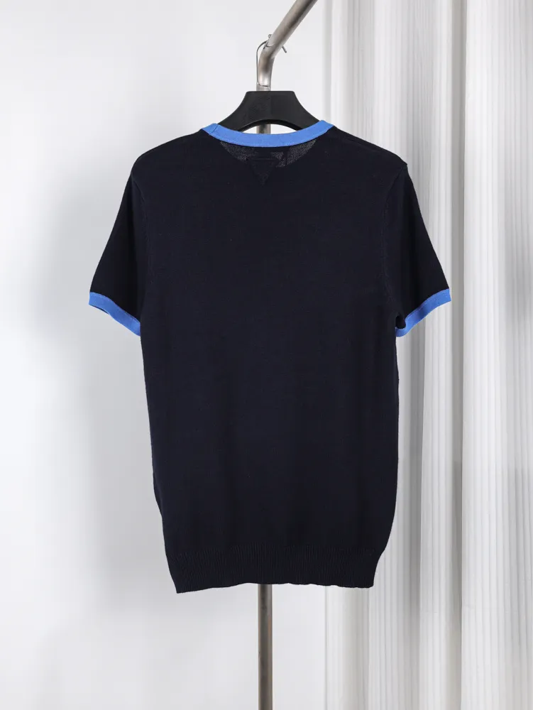 Back Color Block Cashmere Blend Knit T-Shirt