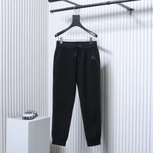 Contrast Stitch Drawstring Casual Trousers